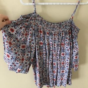 Floral printed off the shoulder tee